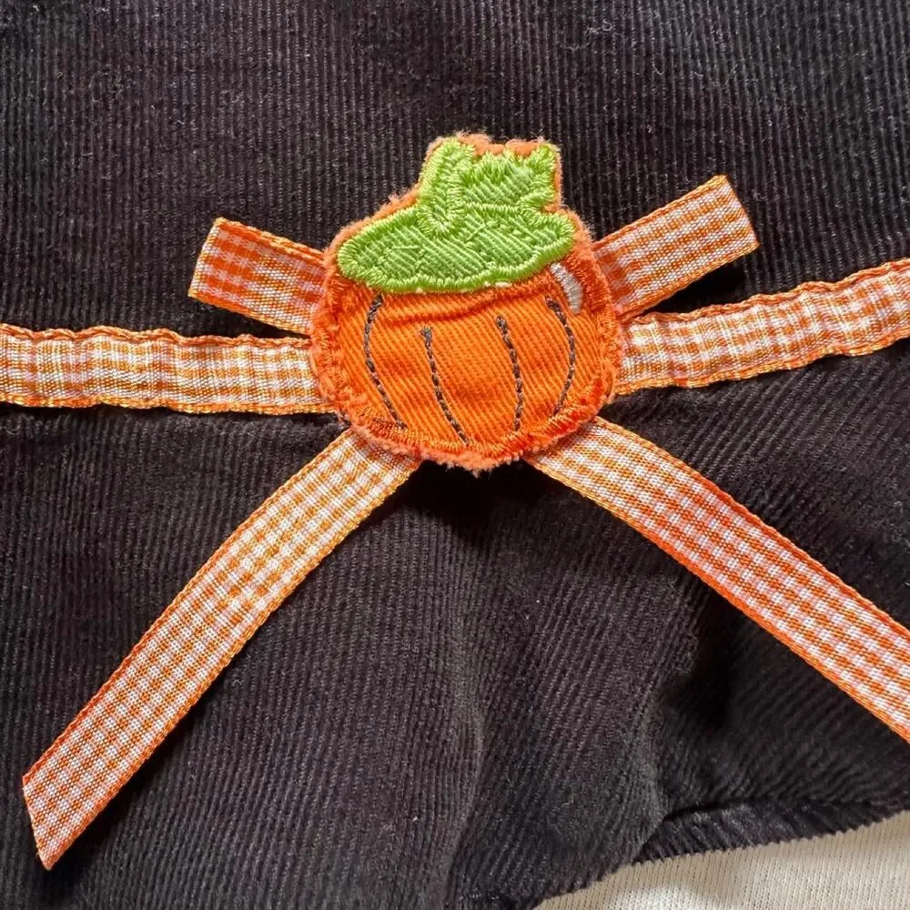 Vintage Gymboree Toddler Girls Pumpkin Corduroy Pinafore Jumper Dress 4T Fall